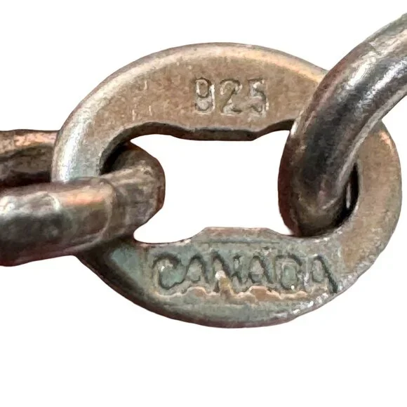 Vintage Sterling Silver Fancy Interlocking Double Link Chain Necklace Canada 20" - Picture 6 of 9